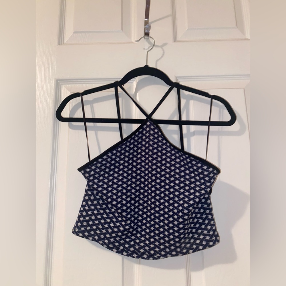 Patterned halter crop top
